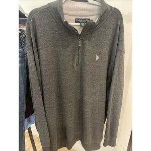 U.S. Polo Assn 1/4 Zip Sweater Pullover Men's‎ Size XXL Gray Mock Collar